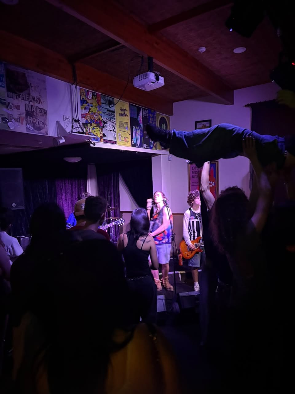 Crowd surfing at a Sparrow show
