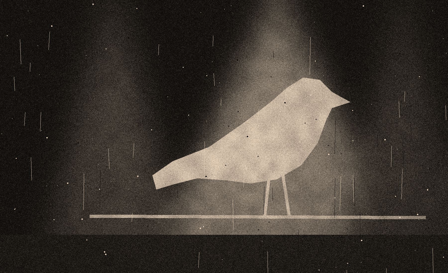 Illustration of a sparrow under a stage light